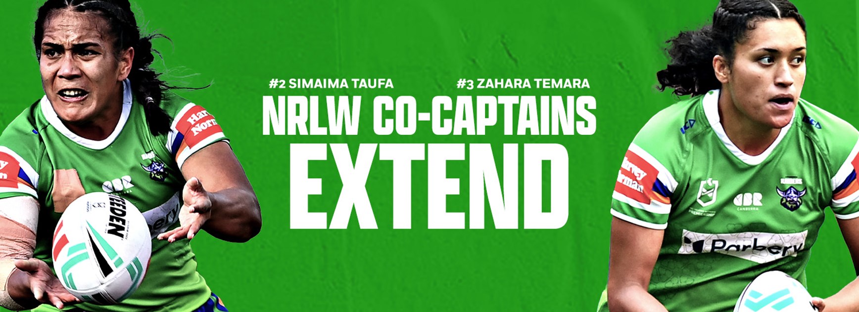 NRLW co-captains Taufa and Temara re-sign with Raiders