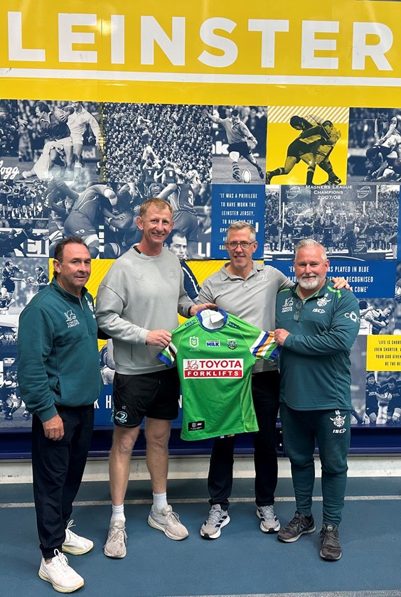 Leo Cullen (Head Coach), also with Andrew Bishop and Guy Easterby (Chief Operating Officer)