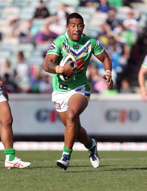 Digital Image by Robb Cox Â©nrlphotos.com: Sami Sauiluma :NRL Rugby League;  Canberra Raiders V Penrith Panthers, at Canberra Stadium, Sunday the 18th of May 2014.