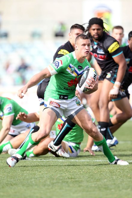 Digital Image by Robb Cox Â©nrlphotos.com: Jack Wighton:NRL Rugby League;  Canberra Raiders V Penrith Panthers, at Canberra Stadium, Sunday the 18th of May 2014.