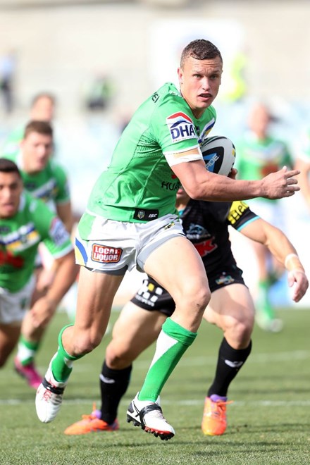 Digital Image by Robb Cox Â©nrlphotos.com: Jack Wighton:NRL Rugby League;  Canberra Raiders V Penrith Panthers, at Canberra Stadium, Sunday the 18th of May 2014.