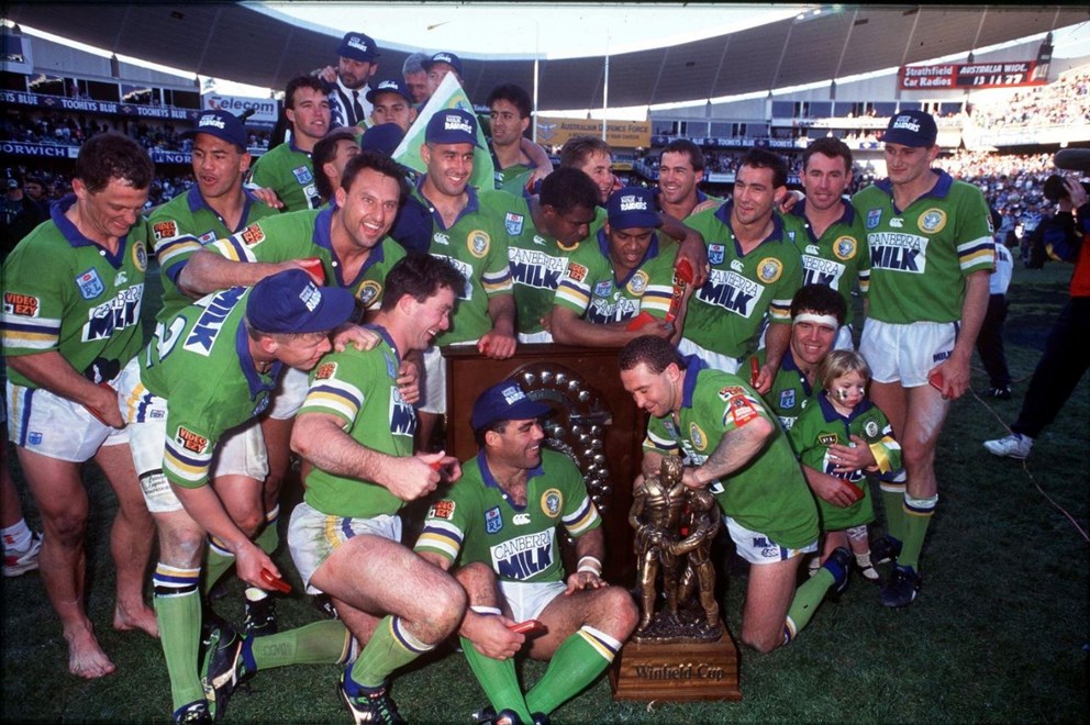 Canberra Raiders after the 1994 NSWRL Grand Final. Photographed on colour trans by Action Photographics @ 1994