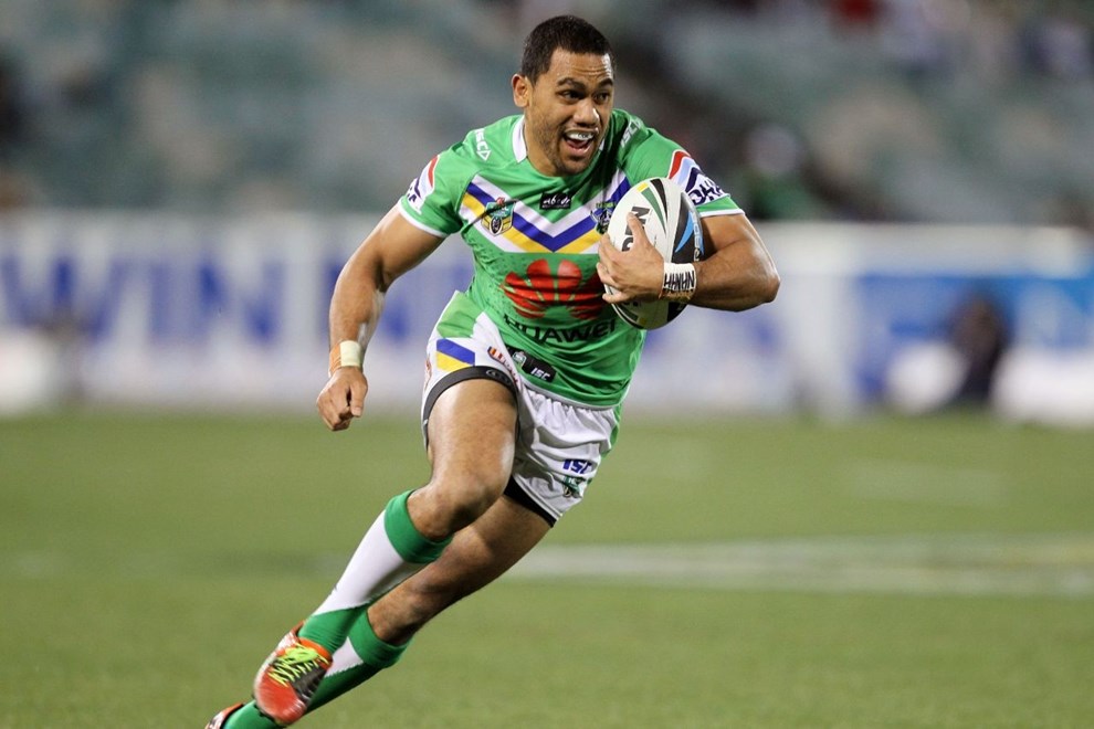 Photo by Jonathan Ng copyright nrlphotos.com : Bill Tupou during NRL Rugby League, Round 25 Canberra Raiders v Wests Tigers at GIO Stadium, Saturday 30th of August 2014.