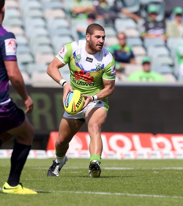 : Digital Image Grant Trouville  Â© nrlphotos : NRL Rugby League - Round 6 : Canberra Raiders v Melbourne Storm at Canberra Stadium Sunday April 12th 2015.