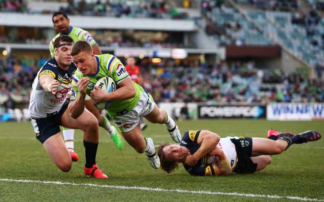 during the round 15 NRL match between the Canberra Raiders and the North Queensland Cowboys at GIO Stadium in Canberra, Australia. Digital IMage by Mark Nolan.
