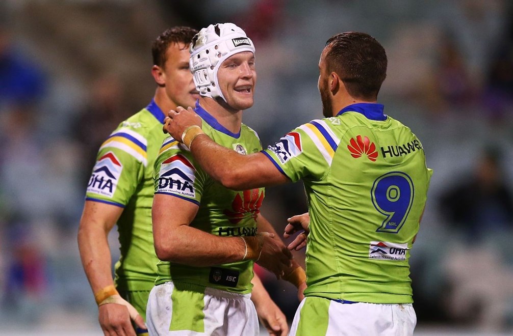 Jarred Croker of the Raiders during the Round 18 NRL match between the Canberra Raiders and the Newcastle Knights at GIO Stadium on July 10, 2015 in Canberra, Australia. Digital Image by Mark Nolan.