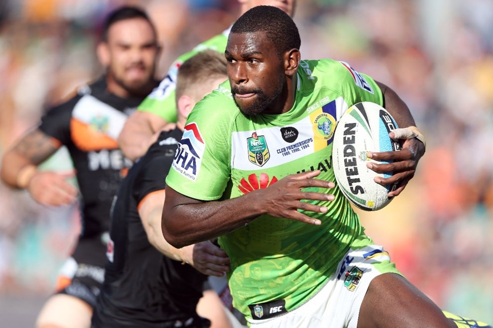 Edrick Lee  : Digital Image by Robb Cox Â©nrlphotos.com: :NRL Rugby League - Wests Tigers V Canberra Raiders at Leichhardt Oval. Sunday April 19th 2015.