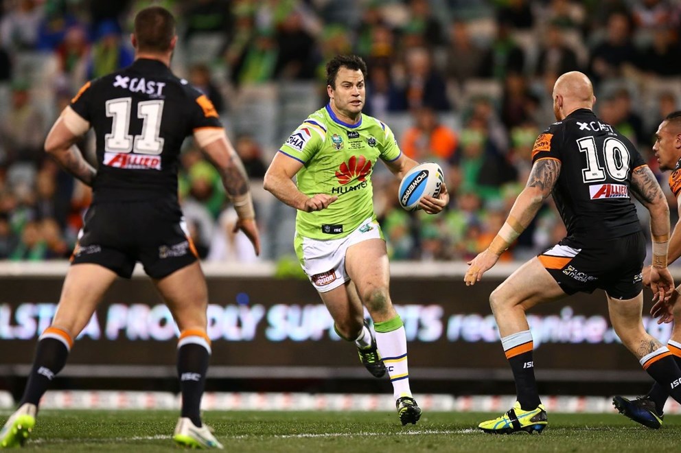David Shillington of the Raiders during the Round 22 NRL match between the Canberra Raiders and Wests Tigers at GIO Stadium on August 10, 2015 in Canberra, Australia. Digital Image by Mark Nolan.