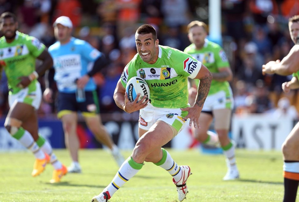 Shaun Vaughan  : Digital Image by Robb Cox Â©nrlphotos.com: :NRL Rugby League - Wests Tigers V Canberra Raiders at Leichhardt Oval. Sunday April 19th 2015.