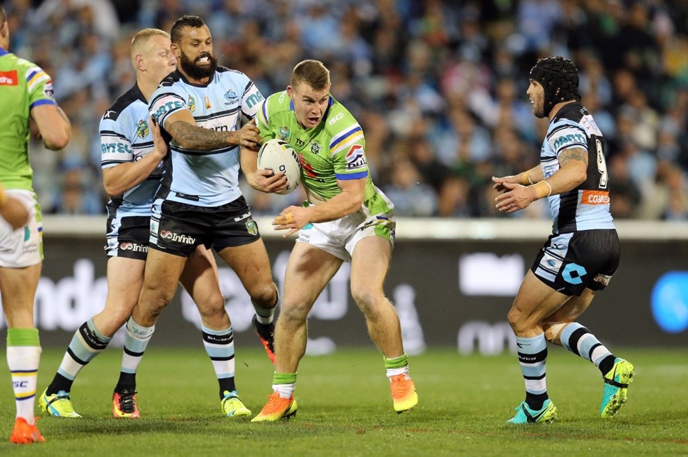 Competition -  NRL Premiership. Round - Finals Week 1,Date  -   September 10th 2016.Teams - Canberra Raiders v Cronulla Sharks.at - GIO Stadium Canberra.Pic - Grant Trouville Â© NRL Photos.