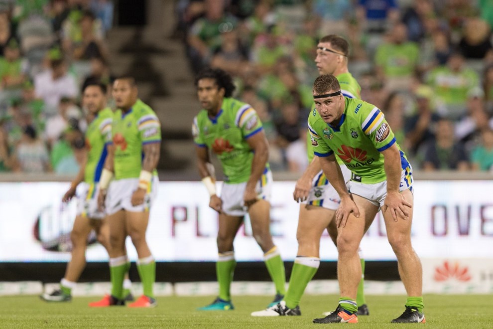 11 MARCH 2017 - Australian National Rugby League (NRL) Round 2 - Canberra Raiders vs Cronulla Sharks. Match was played on a Saturday evening at GIO Stadium