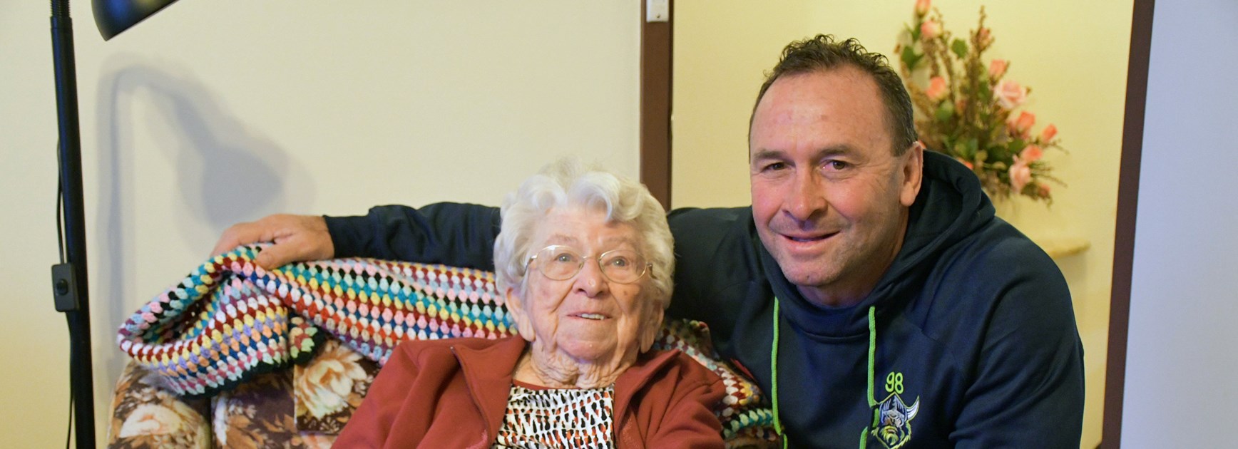 98-year-old Myrtle meets Raider 98