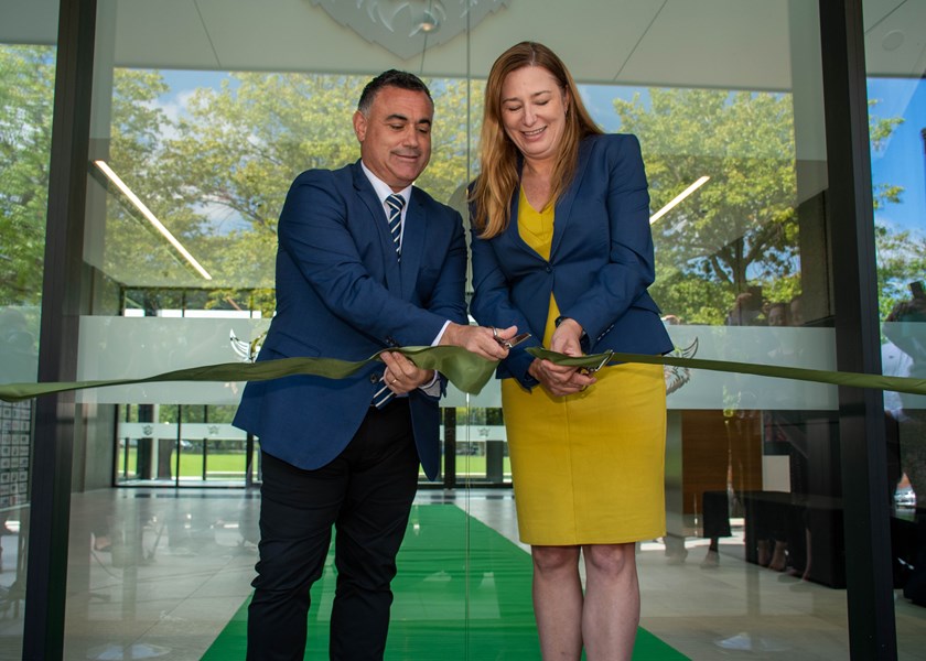 NSW Deputy Premier John Barilaro and ACT Deputy Chief Minister Yvette Berry officially open the new Huawei Raiders Centre in Braddon